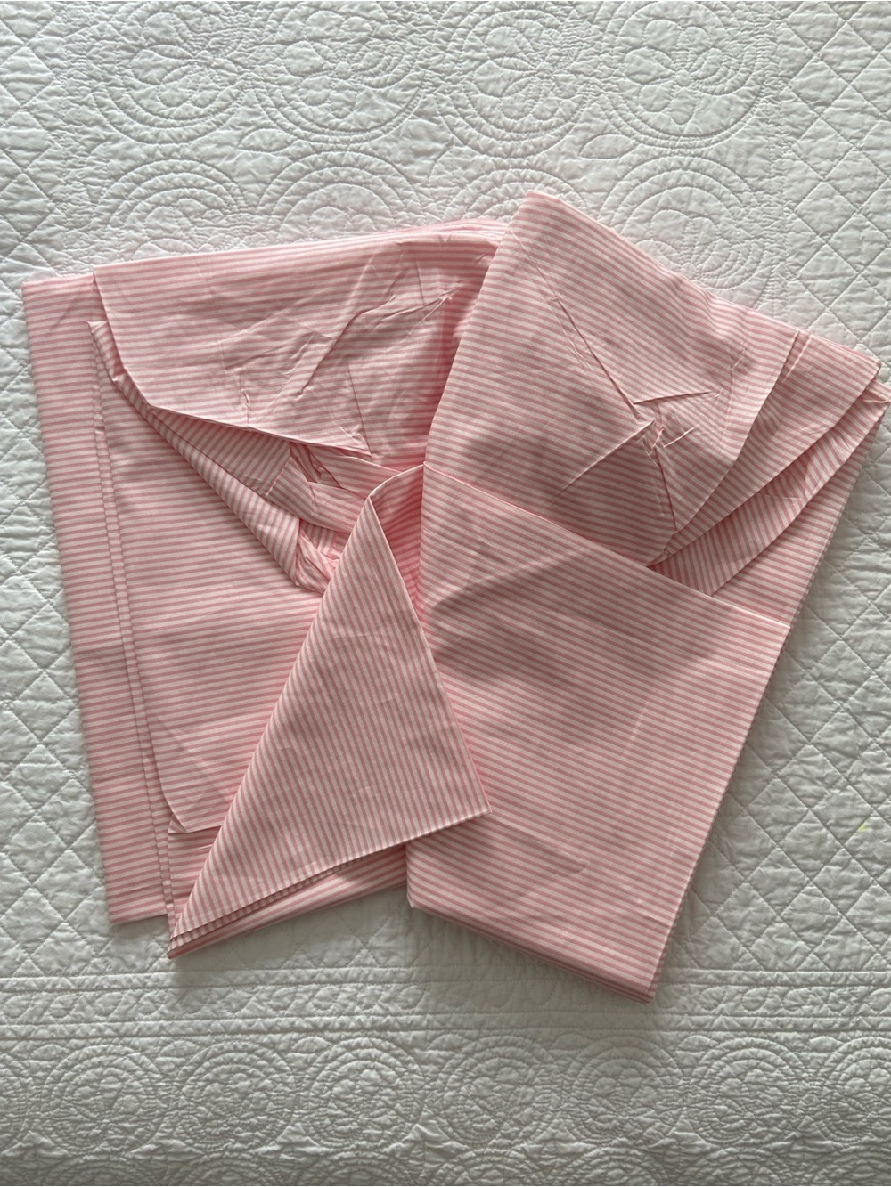 Tessitura Toscana Telerie King Set Sheets And Pillowcases Stripe Pink White NEW - Picture 5 of 14